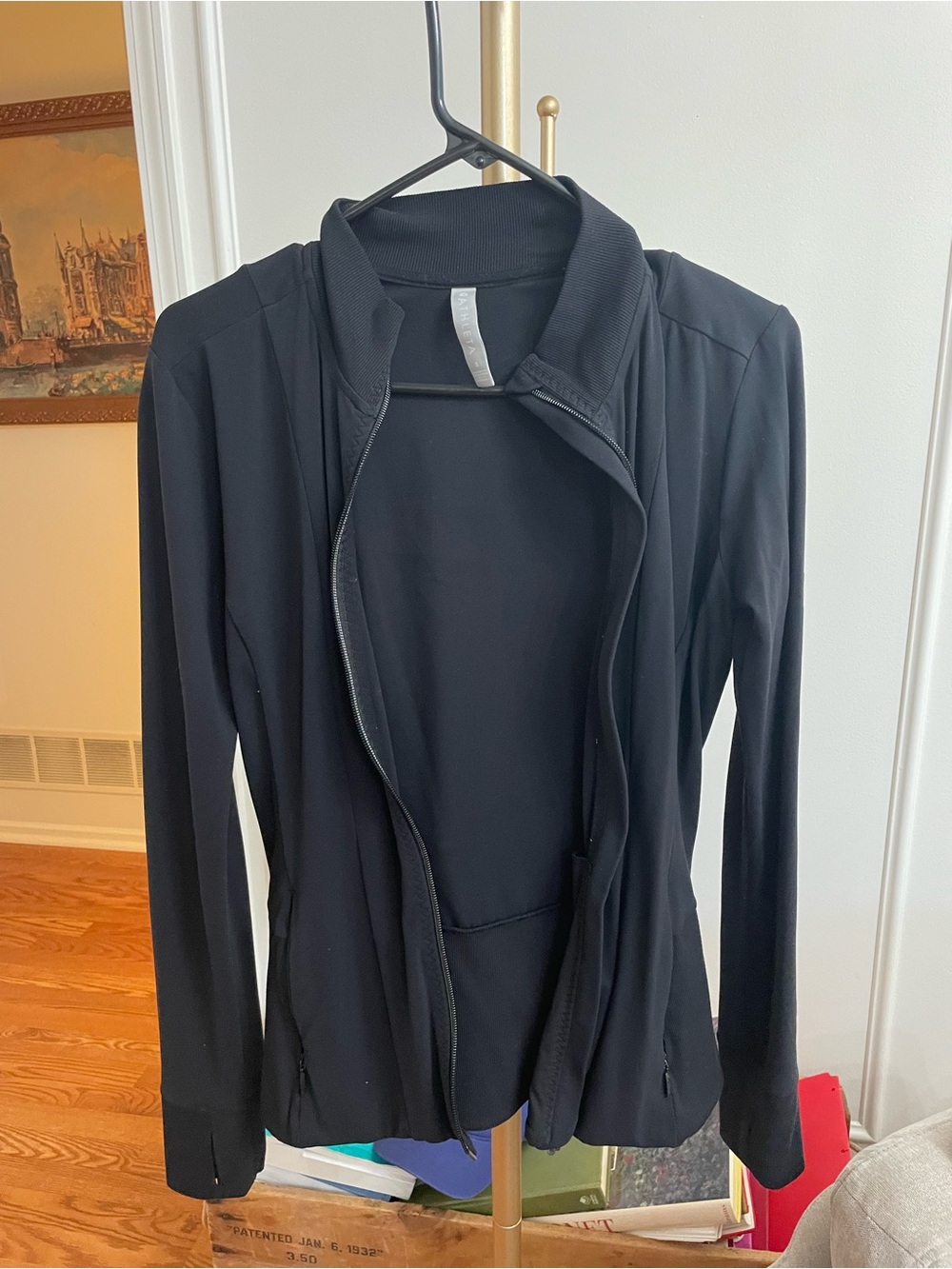 Athleta Black Zip-Up Bomber Jacket